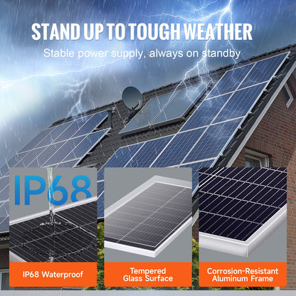 200W monokristallina solpaneler, 2 st monokristallina solpaneler + laddningsregulator, 23 % högeffektiv monokristallin PV-modul, IP68 vattentät för husbil, båt, camping, off-grid-system