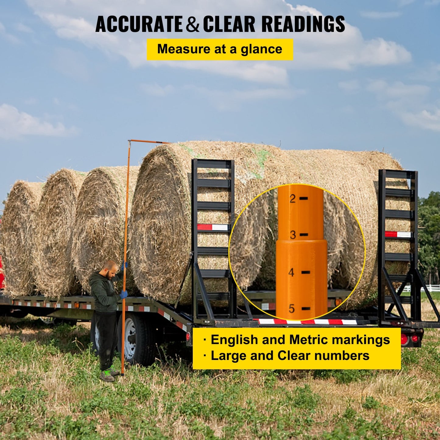 Mätstång för lasthöjd, 4,5 m robust höjdstång i glasfiber för lastbilar med justerbar stång, icke-ledande höjdstång för lastbilar med bärväska, höjdstång för lastbilar, biltransportörer