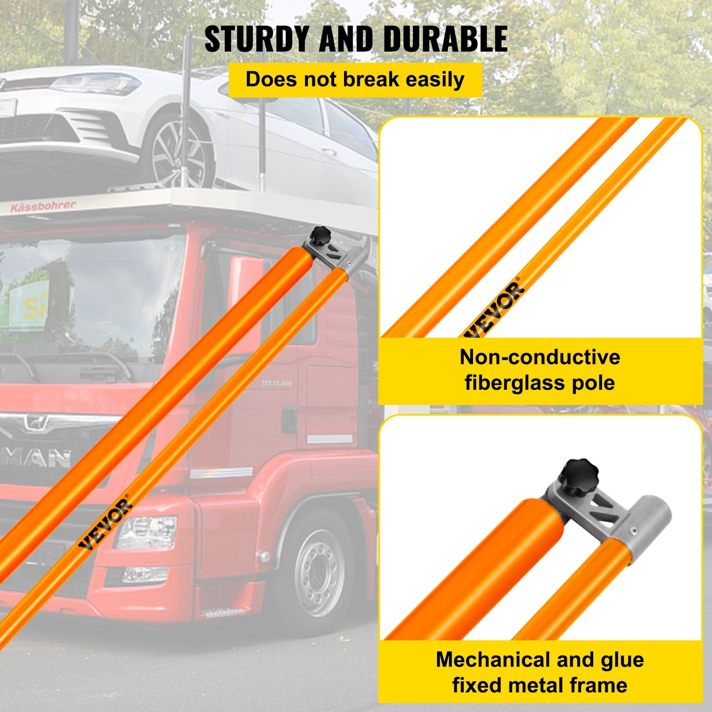 Mätstång för lasthöjd, 4,5 m robust höjdstång i glasfiber för lastbilar med justerbar stång, icke-ledande höjdstång för lastbilar med bärväska, höjdstång för lastbilar, biltransportörer