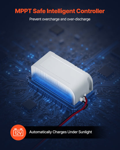 20W 12V solcellsbatteri underhållsladdare, mono solpanel batteriladdare med inbyggd MPPT-kontroller och justerbart monteringsfäste, IP65 vattentät för bil båt husvagn hustak