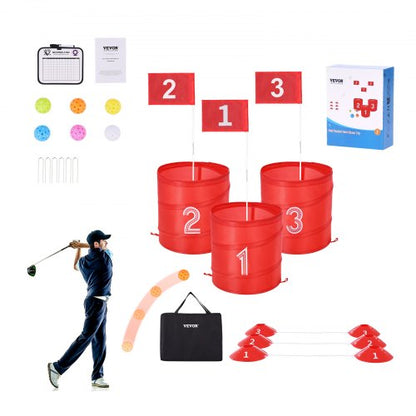 Golfspel för trädgården, golfbana med 3 hål, övningsspel för golf, chipping-spel för familjer, vuxna och barn, bärbart utomhusgolfspel för gräsmatta, gård, camping, park, strand