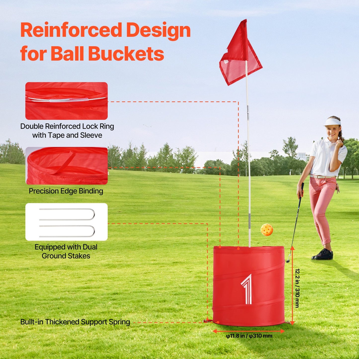 Golfspel för trädgården, golfbana med 3 hål, övningsspel för golf, chipping-spel för familjer, vuxna och barn, bärbart utomhusgolfspel för gräsmatta, gård, camping, park, strand