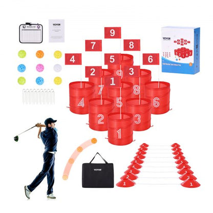 Golfspel för trädgården, 9-håls golfbana, övningsspel för golfspel, chipping-golfspel för familj, vuxna och barn, bärbart utomhusgolfspel för gräsmatta, gård, camping, park, strand