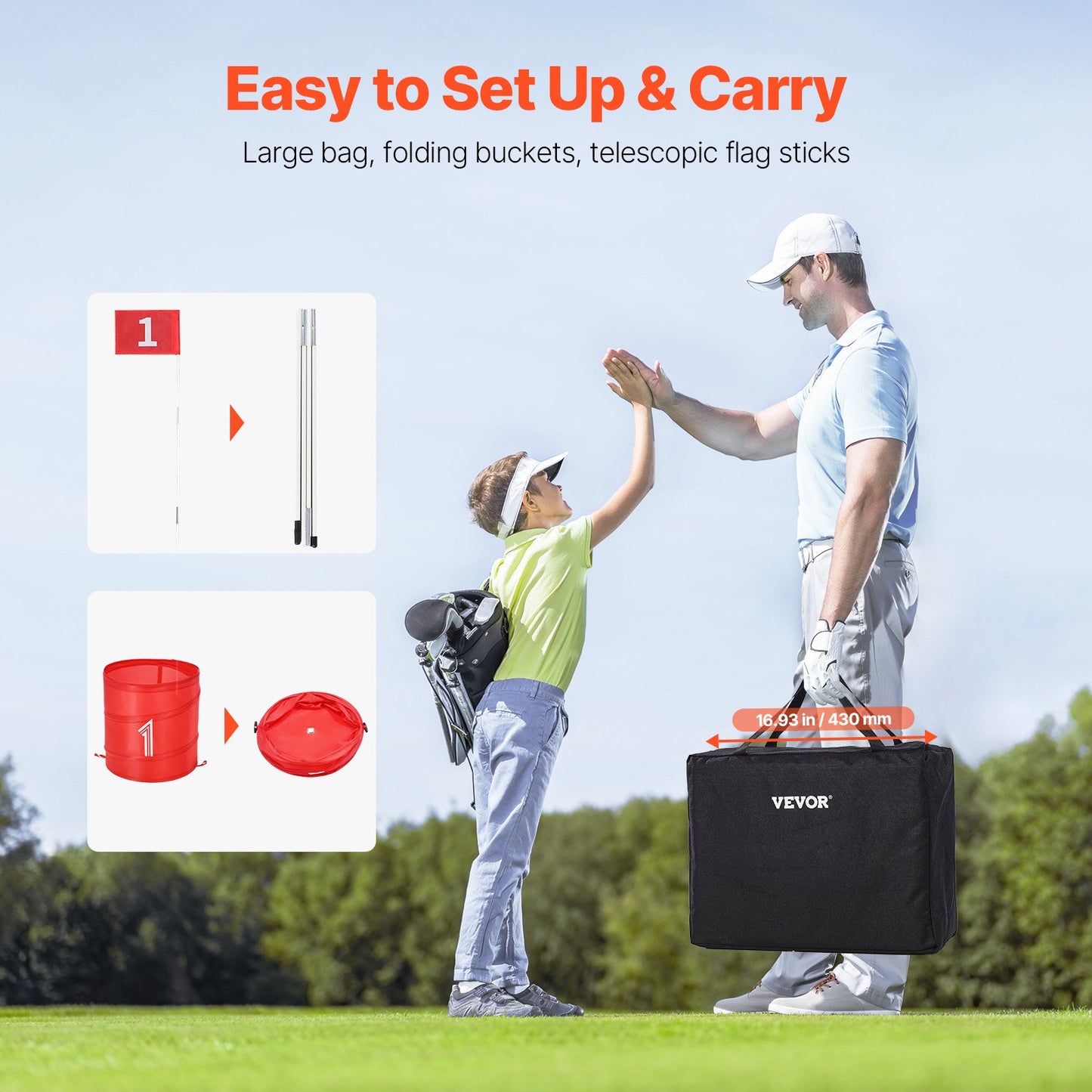 Golfspel för trädgården, 9-håls golfbana, övningsspel för golfspel, chipping-golfspel för familj, vuxna och barn, bärbart utomhusgolfspel för gräsmatta, gård, camping, park, strand