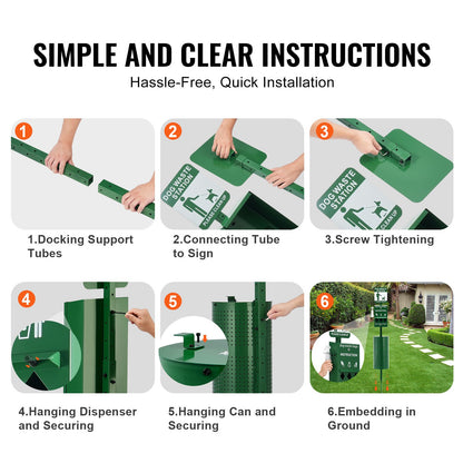 Dog Waste Station with Hand Wash Bottle, Commercial Dog Poop Station, 11.5 Gallons Pet Waste Bin with 50 Can Liners, Bag Dispenser & 600 Waste Bags, Outdoor Dog Waste Disposal System for Backyard