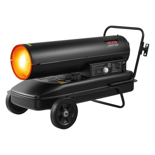 50kW Forced Air Kerosene Diesel Heater, Portable Torpedo Space Heater with Wheels & Adjustable Temp, Blower-Type for Jobsite/Garage/Warehouse/Workshop Construction /Outdoor Heating,Black
