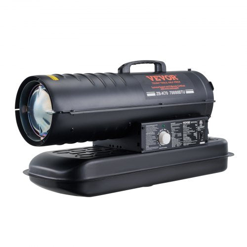 Fotogen-/dieselvärmare, 70000 Btu torpedvärmare, bärbar med termostatkontroll, 19 liters tank effektiv fotogenvärmare för inomhus/utomhusbruk för hem, arbetsplats, industri, verkstäder, svart