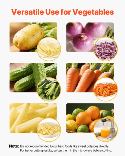 Commercial French Fry Cutter, Stainless Steel Vegetable Fruit Chopper with 3 Replacement Blades 12.7mm 9.5mm 6.4mm, and a Juicing Blade, Manual Potato Slicer Dicer for Restaurants & Home Kitchen