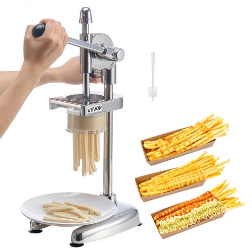 Kommersiell pommes frites-skärare, press för stekta potatisstrimlor i rostfritt stål, långa pommes frites-maskin med utdragbar extruder, manuell potatismospress för restauranger och hemkök