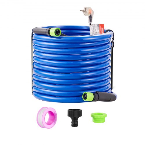 21,5 m uppvärmd vattenslang för husbil, uppvärmd dricksvattenslang med frostskyddsmedel ner till -45°F, automatisk självreglerande, 5/8" innerdiameter med snabbkopplingssats, bly- och BPA-fri
