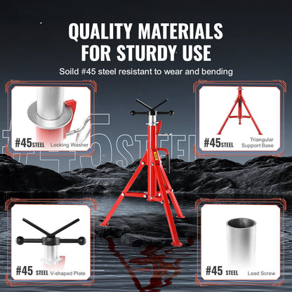 V-huvud rörställ justerbar höjd 71,1–132,1 cm 2500lbs rördomkraftsstativ Hopfällbart bärbart högt hopfällbart rörställ med V-huvud fällbara släpvagnsdomkrafter