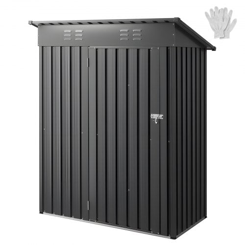 1533 x 876 x 1815 mm Trädgårdsskjul i metall, förrådsbyggnad med låsbar dörr och 2 ventilationsgaller, snedtak för utomhusförråd i metall, verktygsskjul, utomhusförvaring för bakgård, trädgård, uteplats