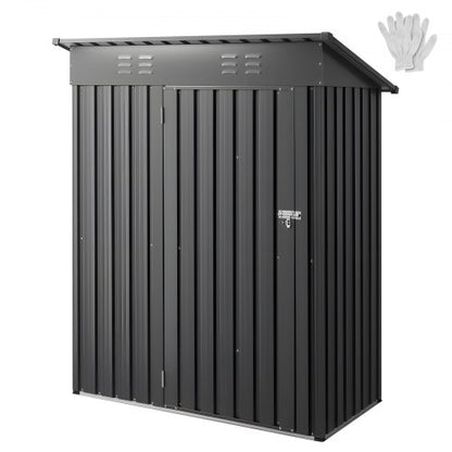1533 x 876 x 1815 mm Trädgårdsskjul i metall, förrådsbyggnad med låsbar dörr och 2 ventilationsgaller, snedtak för utomhusförråd i metall, verktygsskjul, utomhusförvaring för bakgård, trädgård, uteplats