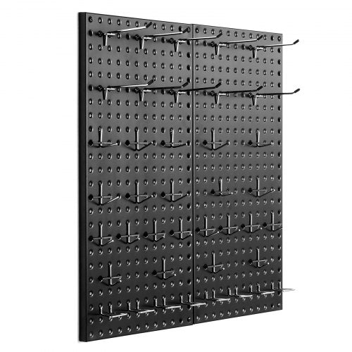Metallpärlpaneler, 24" x 12" pärlplatta, 2 paneler, kraftig pärlplatta väggorganisatör med tillbehör, för vardagsrum garage verktygsförvaring kontor organisation pysselrum kök hem, svart