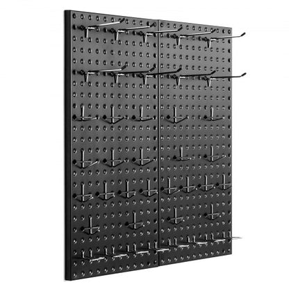 Metallpärlpaneler, 24" x 12" pärlplatta, 2 paneler, kraftig pärlplatta väggorganisatör med tillbehör, för vardagsrum garage verktygsförvaring kontor organisation pysselrum kök hem, svart
