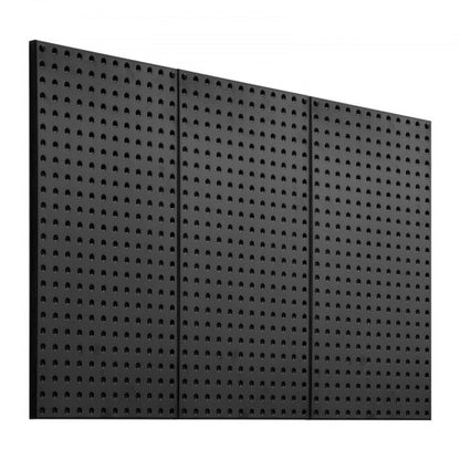 Metallpärlpaneler, 24" x 12" pärlplatta, 3 paneler, kraftig stålpärlplatta väggorganisatör, för vardagsrum garage verktygsförvaring arbetsbänk kontorsorganisation pysselrum kök hem, svart
