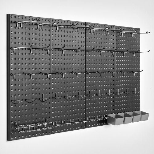 Metallpärlpaneler, 24" x 12" pärlplatta, 4 paneler, kraftig pärlplatta väggorganisatör med tillbehör, för vardagsrum garage verktygsförvaring kontor organisation pysselrum kök hem, svart