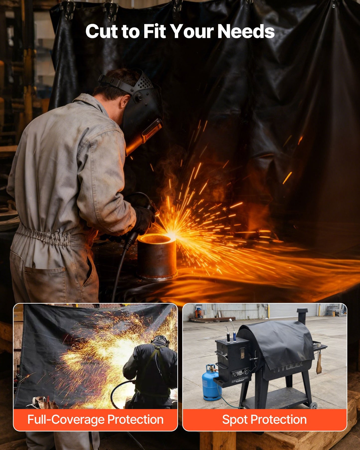 Welding Blanket Roll, 45.7 x 1.5m Silicone Coated Fiberglass Welding Blanket, Up to 1800°F Heat Resistant Safety Protection Blankets, Flame Retardant Fireproof Insulation Mat Roll