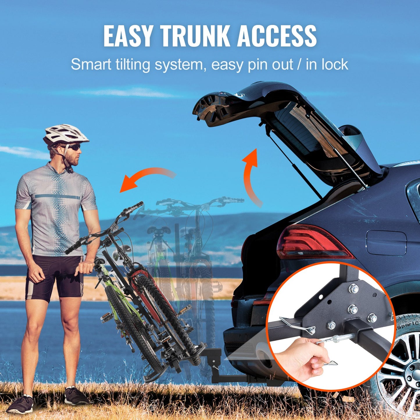 Cykelhållare för dragkrok, plattformsmodell för 2 cyklar, maxkapacitet 70 kg, dragkrok för 5 cm hållare, fällbar cykelhållare med däck upp till 13 cm breda, för bil, SUV, lastbil, husbil