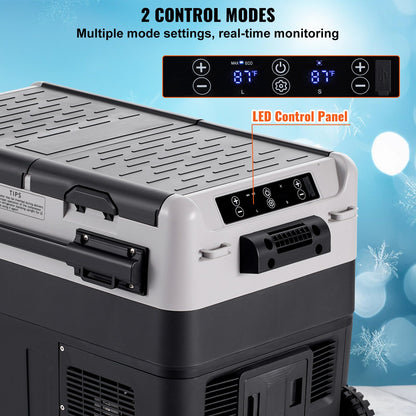 Portable Car Refrigerator, 12 Volt Car Refrigerator Fridge, 40 L / 42.3 qt Dual Zone Portable Freezer, -4℉-68℉ Adjustable Temperature, Compressor Cooler for Home, Outdoor, Camping, RV, Car
