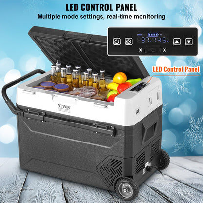 Bärbart bilkylskåp, 12 volts bilkylskåp, 60 l / 63,4 qt bärbar frys med en zon, justerbar temperatur -4℉-68℉, kompressorkylare för hem, utomhus, camping, husbil, bil