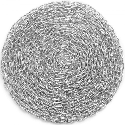 Säker spiralkedja, 3/16" x 100', 1100 lbs säker arbetsbelastning, förzinkad, testad spiralkedja med två snabblänkar, galvaniserad kolstålslänkkedja för bogsering, upphängning, camping, husdjursbogsering