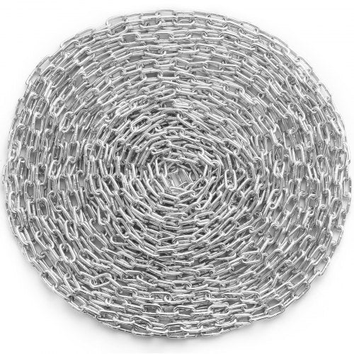 Säker spiralkedja, 1/4" x 100', 1540 lbs säker arbetsbelastning, förzinkad, testad spiralkedja med två snabblänkar, galvaniserad kolstålslänkkedja för bogsering, hängning, camping, husdjursbogsering