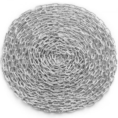 Säker spiralkedja, 1/4" x 100', 1540 lbs säker arbetsbelastning, förzinkad, testad spiralkedja med två snabblänkar, galvaniserad kolstålslänkkedja för bogsering, hängning, camping, husdjursbogsering