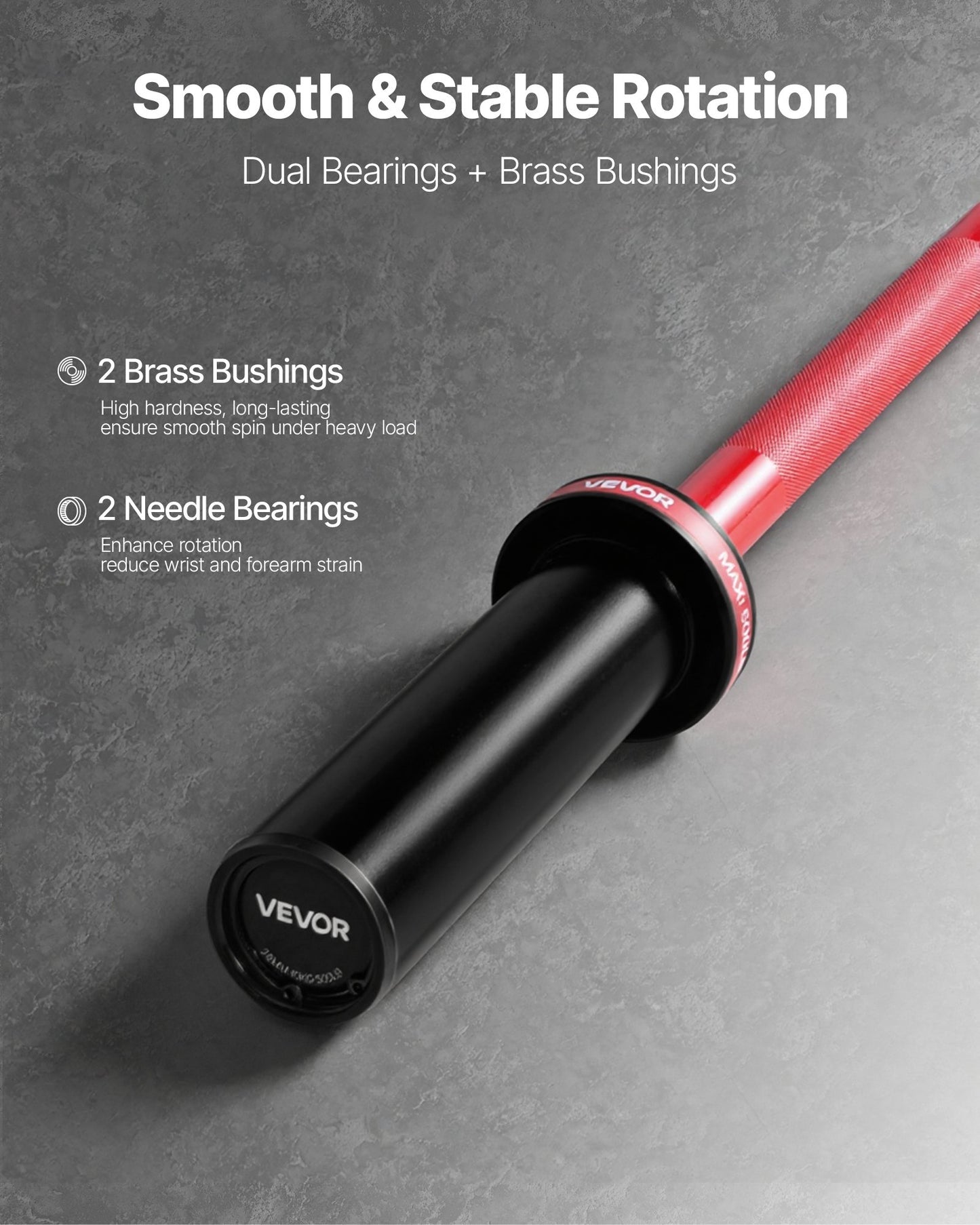 120 cm skivstång, passar 5 cm viktskivor, skivstång med räfflat grepp för styrketräning, tyngdlyftning, knäböj, marklyft, bänkpress, curl, overheadpress, 226 kg kapacitet