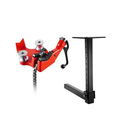 Heavy-Duty Pipe Chain Vise, 1/8" - 5" Pipe Capacity, 26" Rugged Chain & Cast Iron Base, Hitch Mount Vise Plate Holder With Adjustable Height - Fits 2 inch x 2 inch Receiver