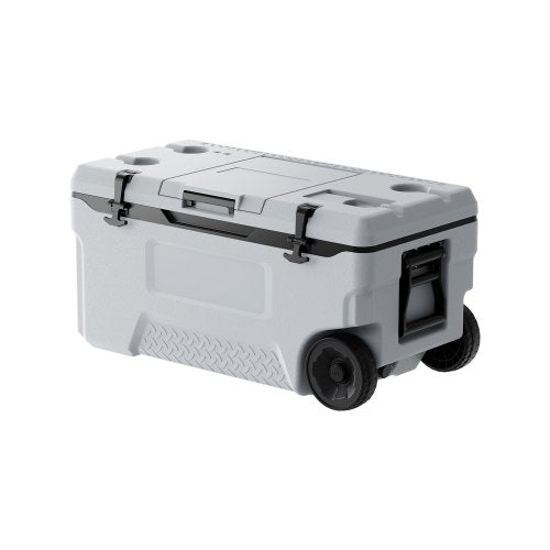 Portable Cooler, 74 QT Wheeled Cooler with Ice Retention, Heavy-Duty Handles and Cup Holder, Lightweight Rigid Material Insulated Portable Cooler, Suitable for Family Picnics and Long Trips