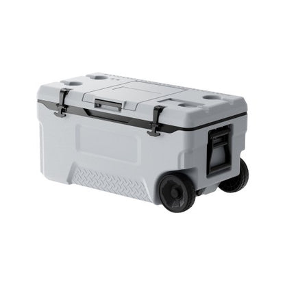 Portable Cooler, 74 QT Wheeled Cooler with Ice Retention, Heavy-Duty Handles and Cup Holder, Lightweight Rigid Material Insulated Portable Cooler, Suitable for Family Picnics and Long Trips