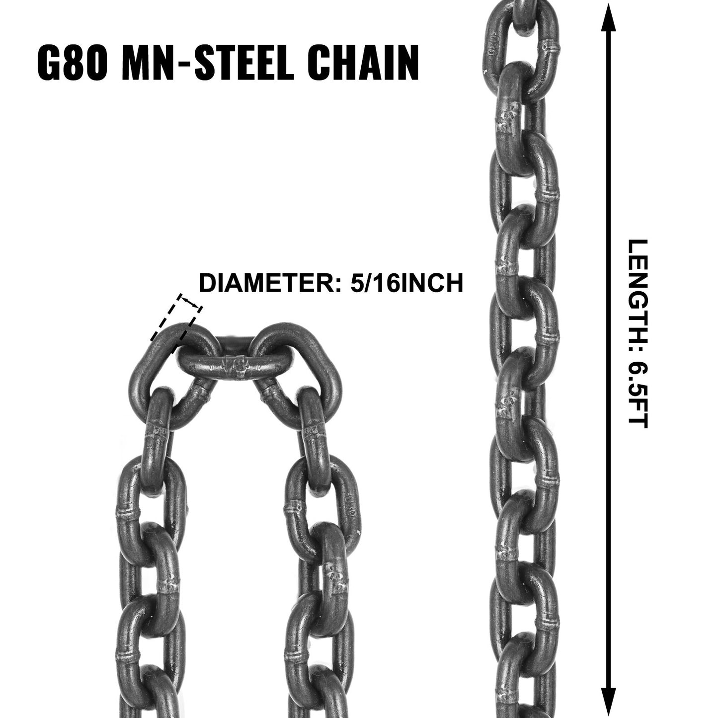 4-bens lyftkrokskedjeslinga 2Mx8MM, 4T lyftkedjeslingben Stålfabriker Stålpulverlackering Lyftkedja Hög temperaturbeständighet