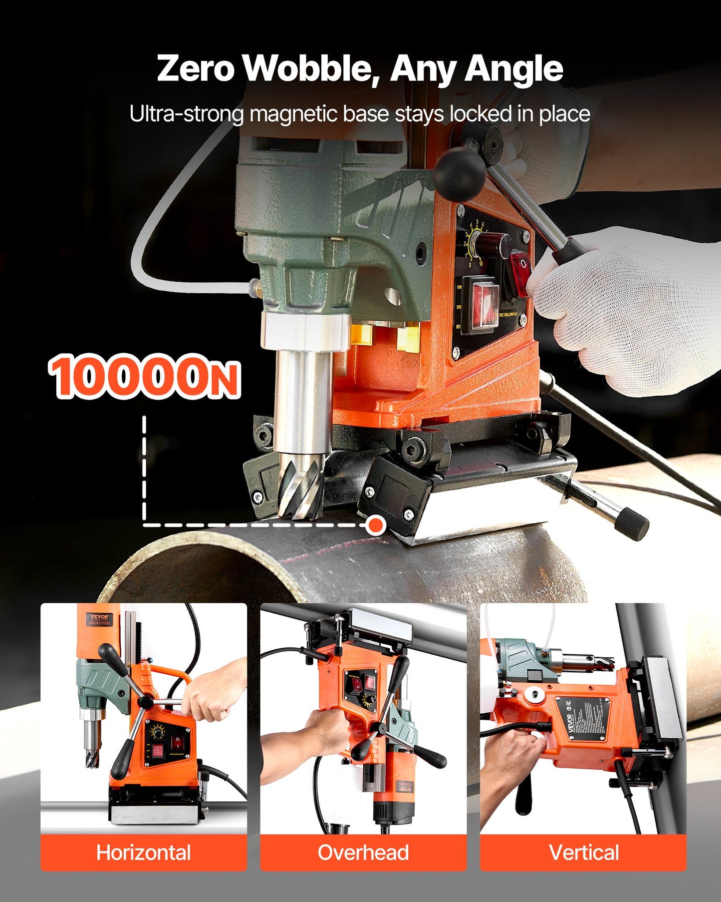 Magnetisk borrpress, 1400 W, 50 mm borrdiameter, 0-850 varv/min hastighet, reversibel riktning, magnetisk borrpress för metallytor, elektrisk borrmaskin för industri och heminredning