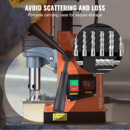 Ringformad frässats, 13 st Weldon Shank Mag-borr, 5,1 cm skärdjup, 1,1 till 1-2,7 cm skärdiameter, M2AL HSS, med 2 pilotstift, insexnyckel och bärbar väska, för användning med magnetisk borr