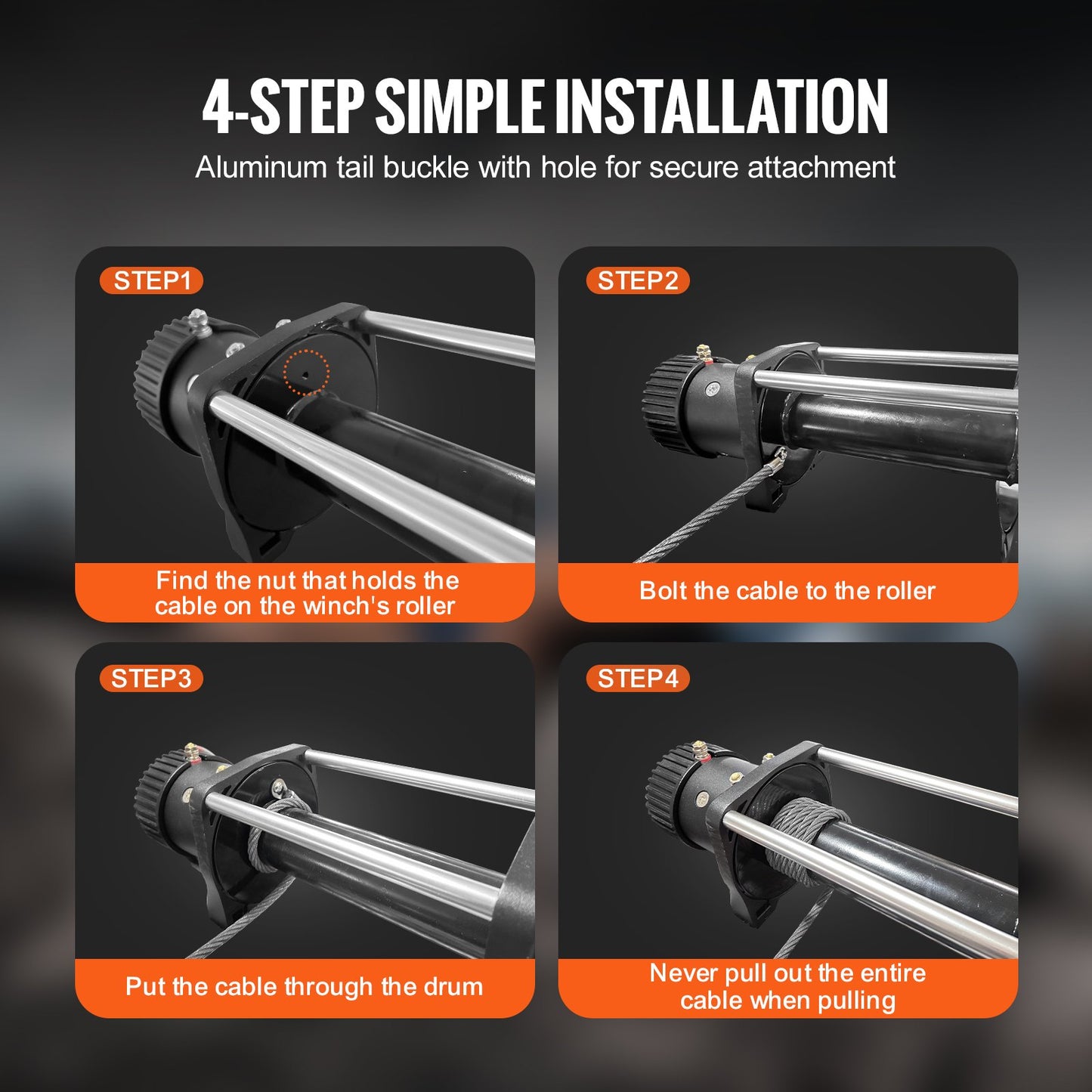 Galvaniserad vinschvajer i stål, 3/8 tum x 50 fot, 15 200 lbs brottstyrka, vinschvajer med svängbar krok, kraftig dragvajer, universell passform för SUV, stort terrängfordon, lastbil