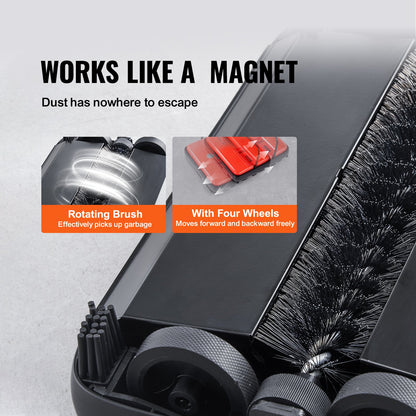 Manuell mattsopmaskin, golvsopmaskin med 300 ml soptunnekapacitet, lätt att tömma, 17 cm rengöringsbredd för hemmakontorsmattor, djurhårsdamm, röd