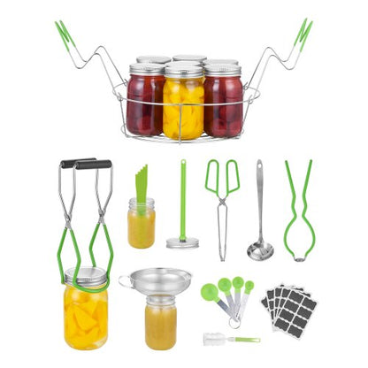 Startpaket för konserveringstillbehör, 9 delar konserveringskit i rostfritt stål för vattenbad för nybörjare, set med konserveringsverktyg: ställ, slev, måttsked, tratt, tång, burklyftare, burknyckel