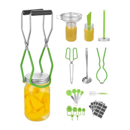 Canning Supplies Starter Kit, 9 Pieces Stainless Steel Water Bath Canning Kit for Beginners, Canning Tools Set: Ladle, Measuring Spoon & Cup, Funnel, Tongs, Jar Lifter, Jar Wrench