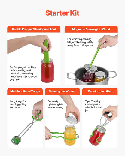 Canning Supplies Starter Kit, 9 Pieces Stainless Steel Water Bath Canning Kit for Beginners, Canning Tools Set: Ladle, Measuring Spoon & Cup, Funnel, Tongs, Jar Lifter, Jar Wrench