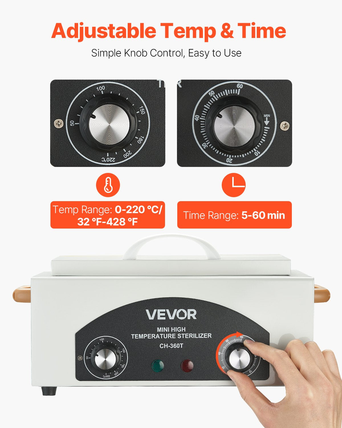 Högtemperaturautoklavmaskin, 2L, 300W högtemperaturrengöringsmaskinlåda med justerbar temperatur och tid, torrvärmeskåp för nagelverktygsrengöring för laboratorier, hem, nagel- och skönhetssalonger