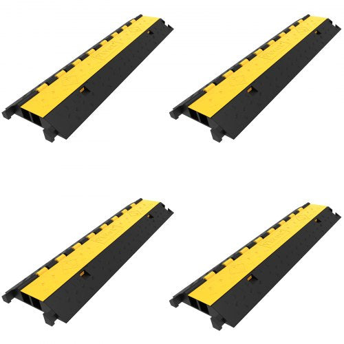 4 Pack Rubber Cable Protector Ramp 103x25.5x5 cm 2 Channel Heavy Duty 66000lbs Load Capacity Cable Wire Cord Cover Ramp Speed Bump Driveway Hose Cable Ramp Protective Cover