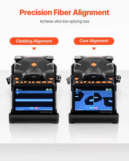 Fiberfusionsskarv med 6 motorer, kärn- och manteljustering, fiberoptisk skarv med 6 sekunders snabb skarvning och 13 sekunders uppvärmning, 5" LCD-skärm, 3-i-1-fiberhållare, 7800 mAh batteri för SM MM DS NZDS-fibrer