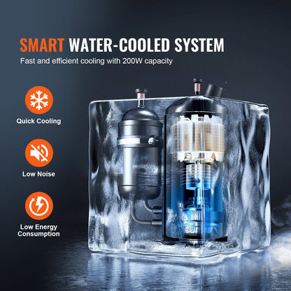 Industriell vattenkylare, KH-6000, 200W industriell vattenkylare kylsystem med kompressor 12 liters vattentankkapacitet 7,8 l/min max flödeshastighet, för CO2-lasergraveringsmaskin kylmaskin