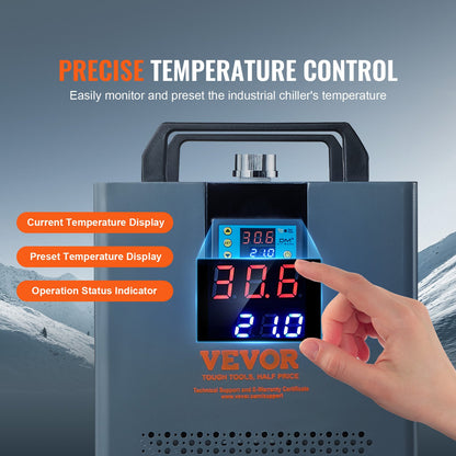 Industriell vattenkylare, KH-6000, 200W industriell vattenkylare kylsystem med kompressor 12 liters vattentankkapacitet 7,8 l/min max flödeshastighet, för CO2-lasergraveringsmaskin kylmaskin