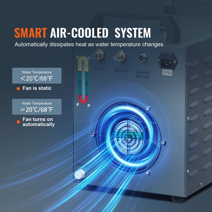 Industriell vattenkylare, CW-3000, 80W luftkyld industriell vattenkylare med 12 liters vattentankkapacitet, maximalt flöde på 12 l/min, för lasergraveringsmaskinkylning