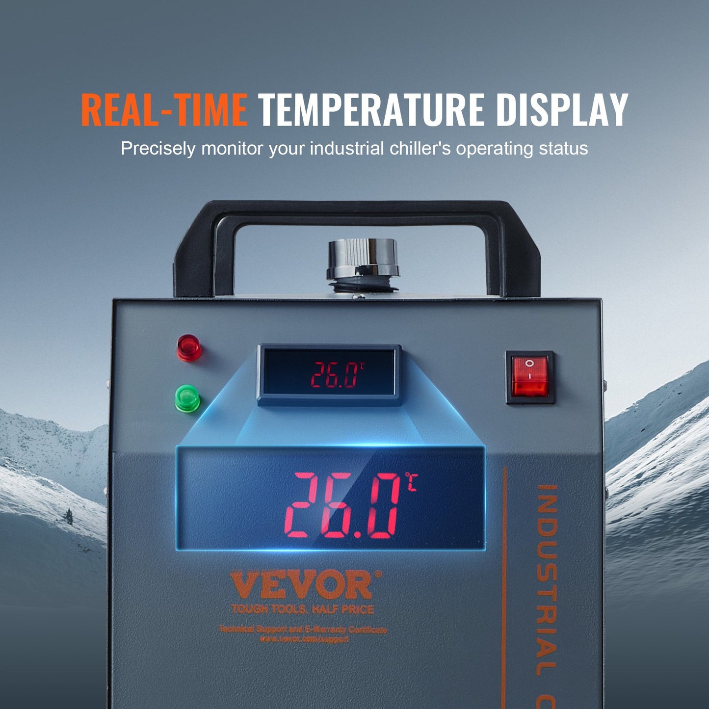 Industriell vattenkylare, CW-3000(PRO), 150W luftkyld industriell vattenkylare med 12L vattentankkapacitet 18 L/min maxflödeshastighet, för lasergraveringsmaskinkylning