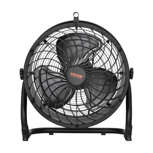 Golvfläkt, 3 hastigheter, hög hastighet, kraftig 14-tums industrifläkt, 2520 CFM, 360° justerbar lutning, 23,62 ft/s luftflöde, stor metallfläkt, för hem, gym, kontor, garage, kommersiell butik och sovrum