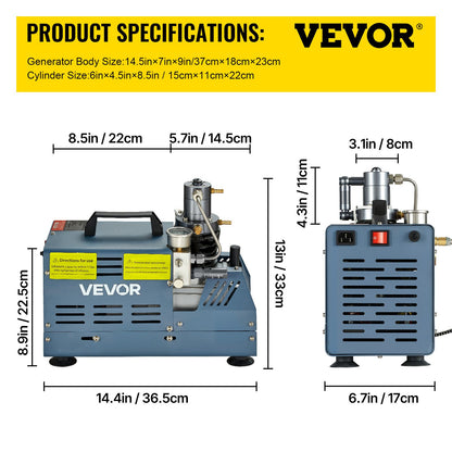 Högtryckskompressor, 4500PSI/30MPA högtrycksluftkompressor, 1800W 220V automatisk tryckavlastande luftgevärskompressor Lämplig för paintballluftgevär, PCP-gevär, dykflaska