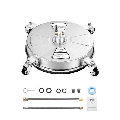 16,5" högtryckstvättsrengöring för ytor, högtryckstvättstillbehör i rostfritt stål med 4 hjul, 4000 max. psi, 1/4 snabbkoppling, 2 sprutmunstycken, 2 förlängda skaft för betong, uteplats, däck